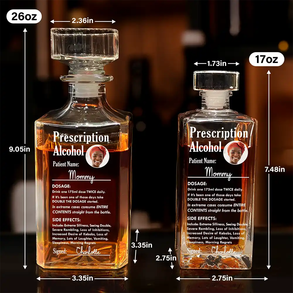 Custom Photo Funny Prescription Drink One Measure Daily - Personalized Square Whiskey Bottle - Image 5