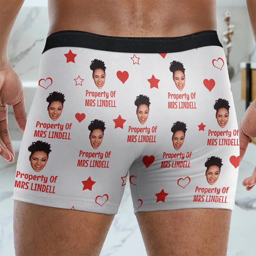 Custom Photo Funny Property Of - Personalized Men's Boxer Briefs - Image 5
