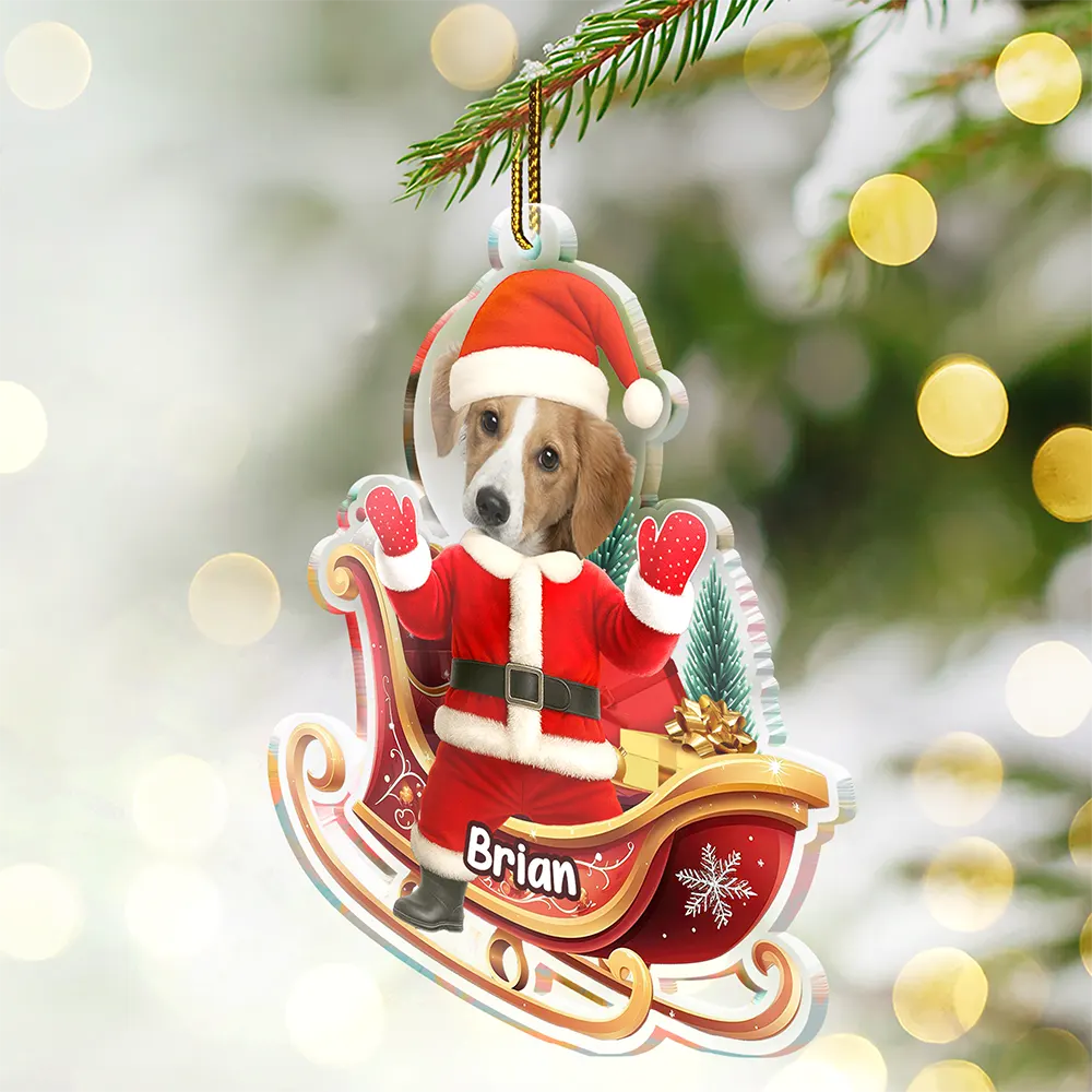 Custom Photo Funny Santa Face - Personalized Custom Shaped Acrylic Ornament - Image 4