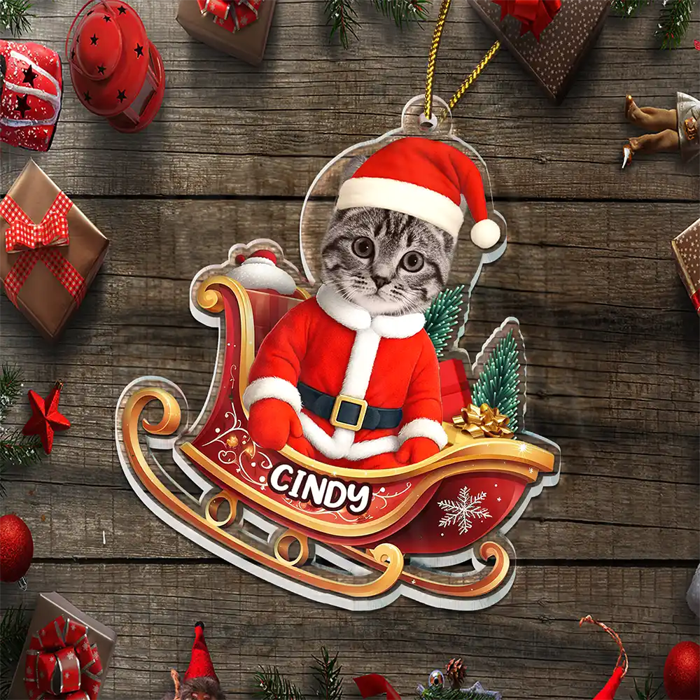 Custom Photo Funny Santa Face - Personalized Custom Shaped Acrylic Ornament - Image 7