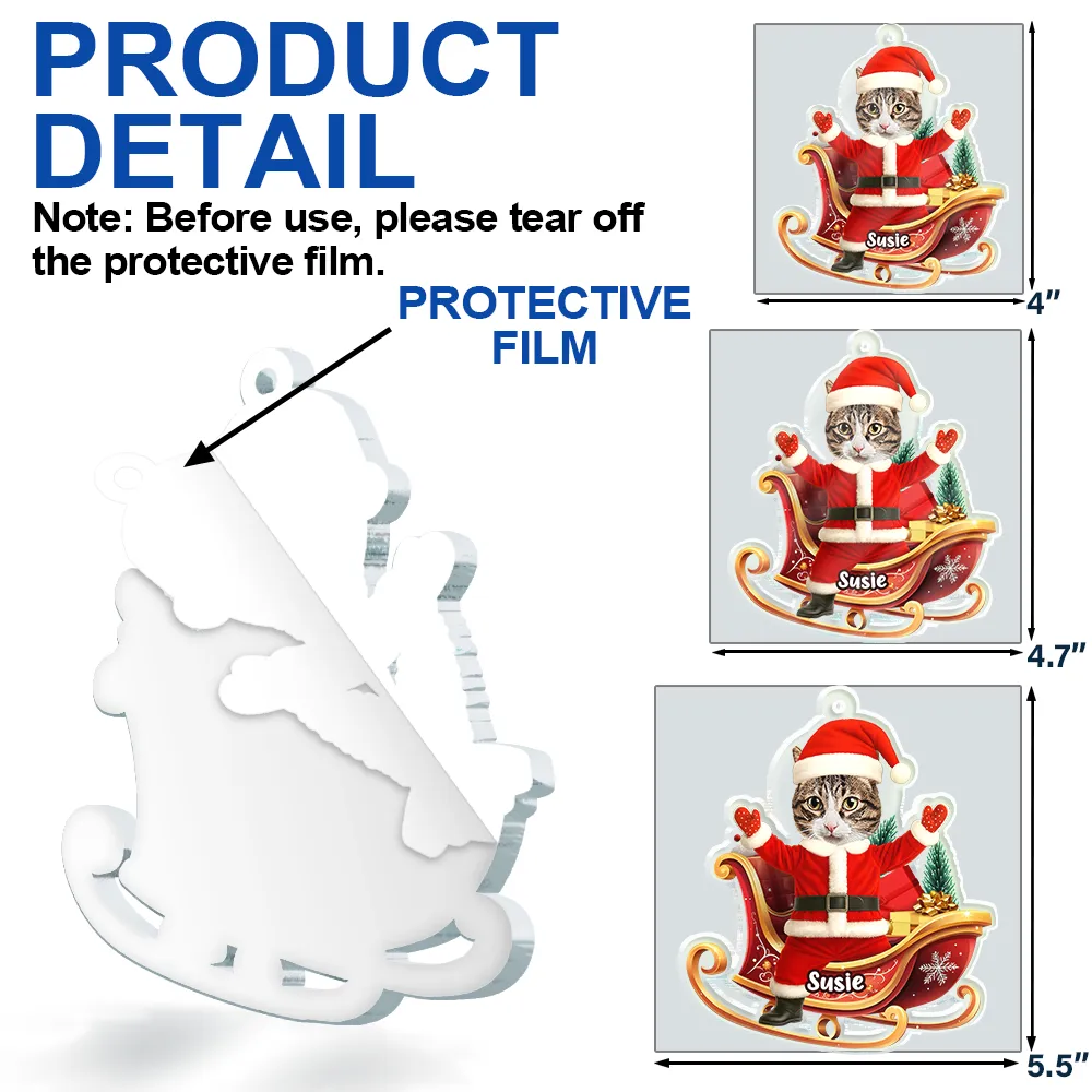 Custom Photo Funny Santa Face - Personalized Custom Shaped Acrylic Ornament - Image 8