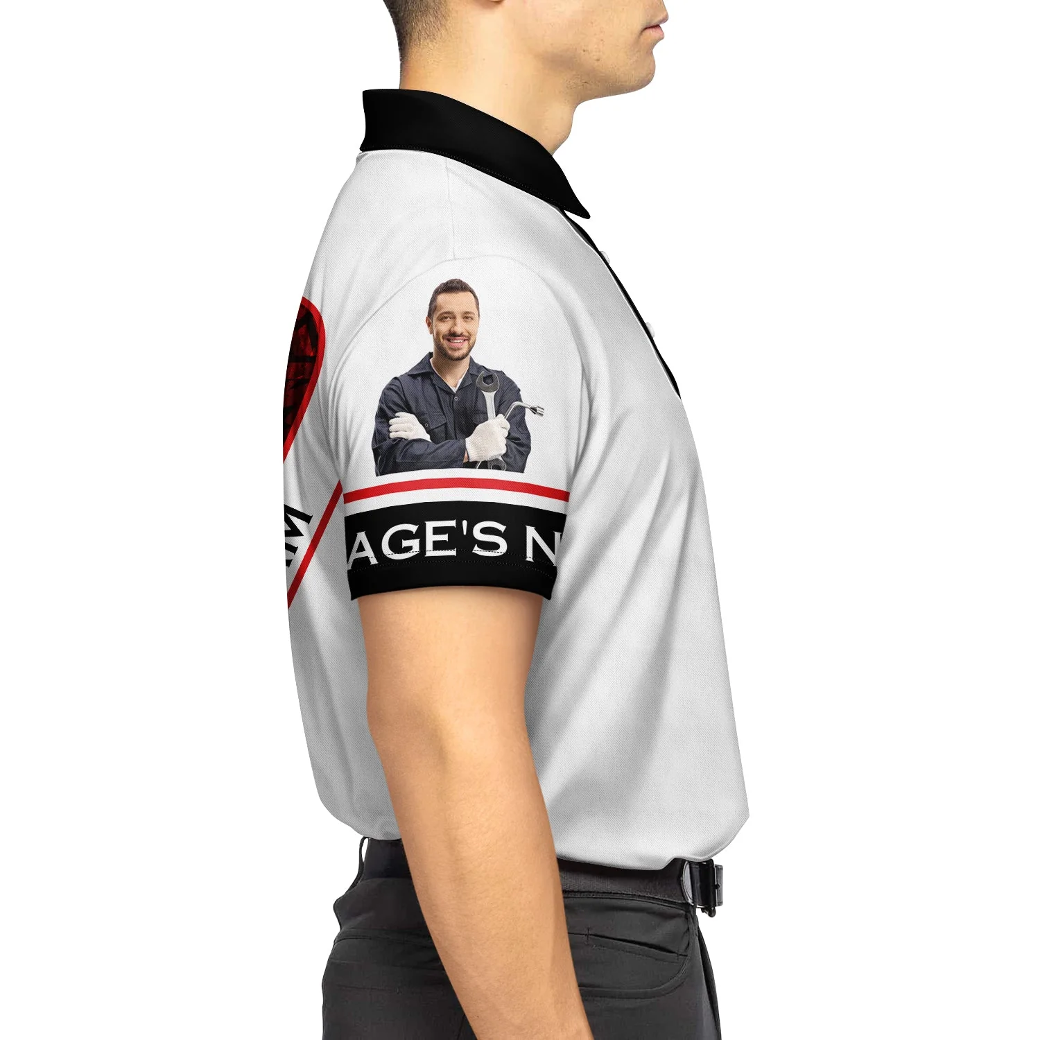 Custom Photo Garage Mechanic Man - Gift For Dad, Father, Grandpa - Personalized Polo Shirt - Image 7