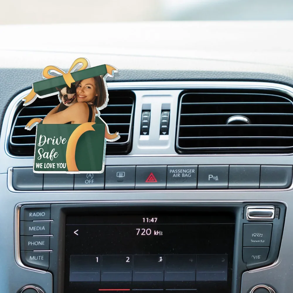 Custom Photo Gift Box Drive Safe - Personalized Acrylic Car Vent Clip - Image 3