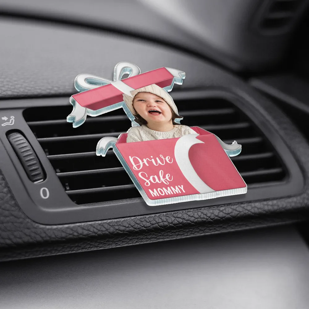 Custom Photo Gift Box Drive Safe - Personalized Acrylic Car Vent Clip - Image 4