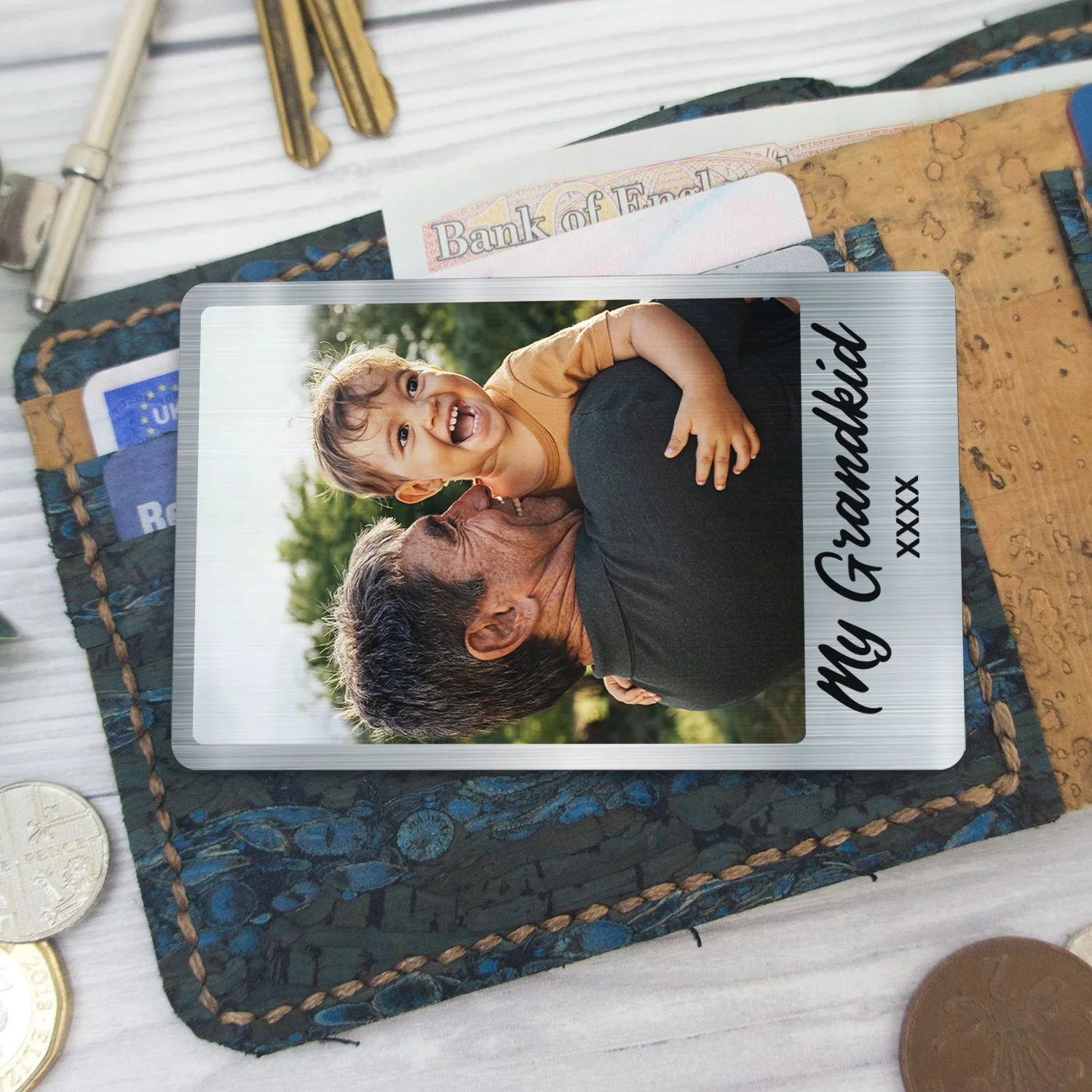 Custom Photo - Gift For Dad, Mom, Family, Siblings, Friends, Couples - Personalized Aluminum Wallet Card - Image 5