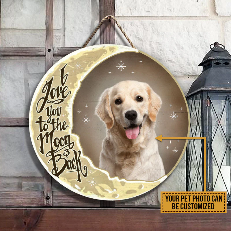 Custom Photo Gift Pet Picture Cat Dog Love You To The Moon Custom Wood Circle Sign, Cat Lovers, Dog Lovers, Memorial Gift - Image 3