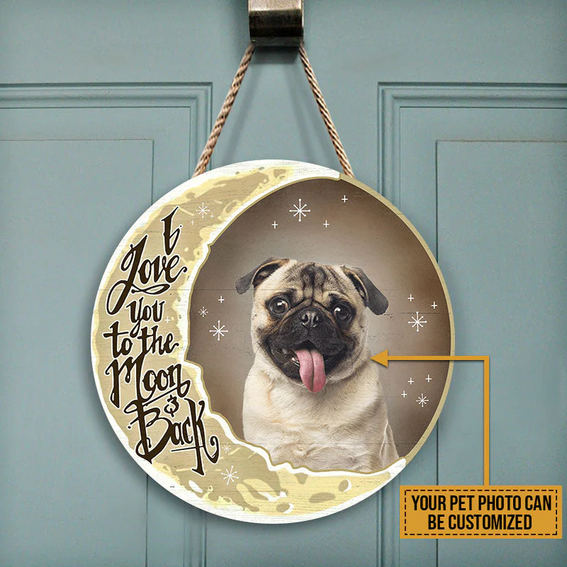 Custom Photo Gift Pet Picture Cat Dog Love You To The Moon Custom Wood Circle Sign, Cat Lovers, Dog Lovers, Memorial Gift - Image 4