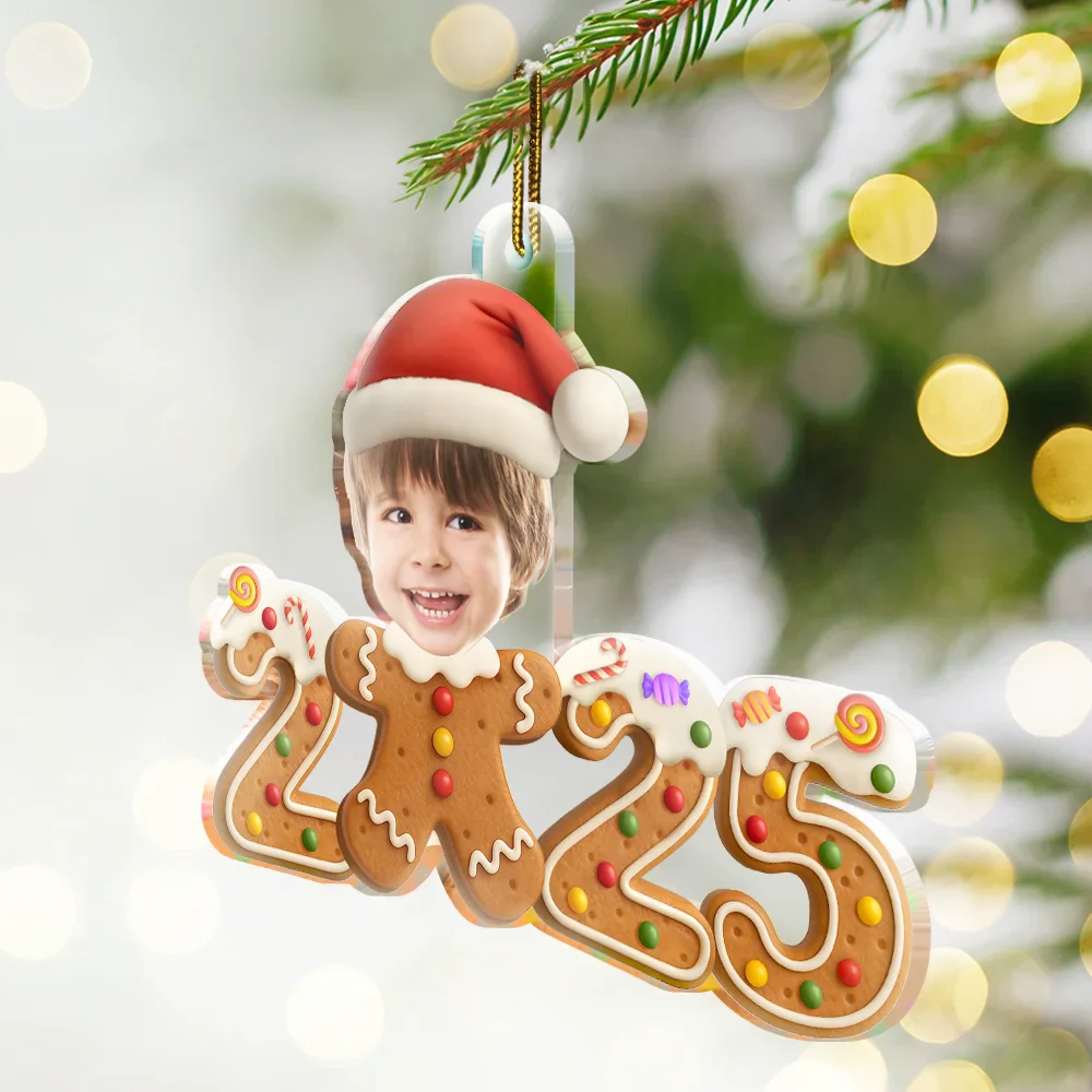 Custom Photo Gingerbread Funny Baby First Christmas - Personalized Custom Shaped Acrylic Ornament - Image 3