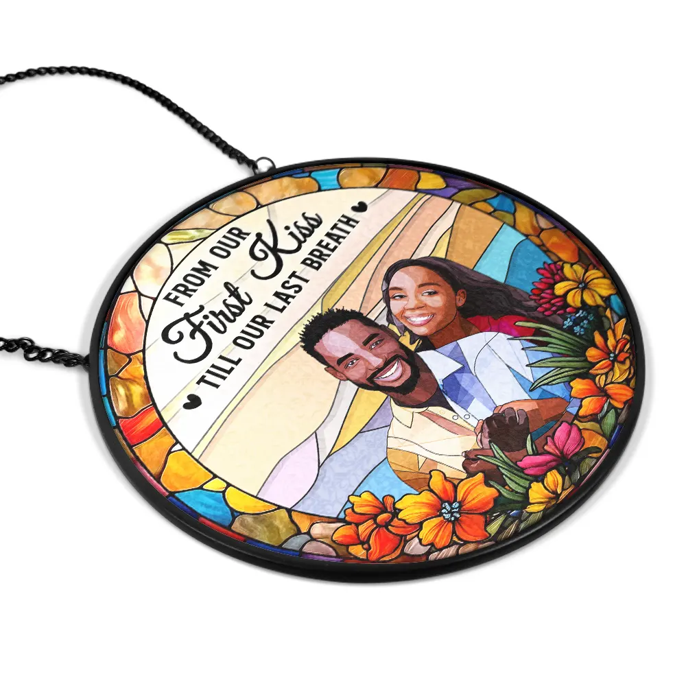 Custom Photo Glass Portrait You & Me We Got This Couple - Personalized Stained Glass Window Hanging Suncatcher - Image 3
