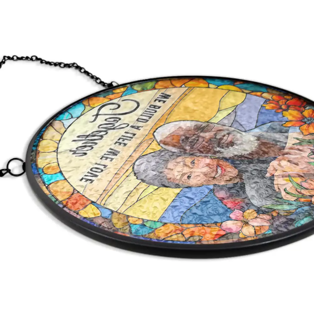 Custom Photo Glass Portrait You & Me We Got This Couple - Personalized Stained Glass Window Hanging Suncatcher - Image 6