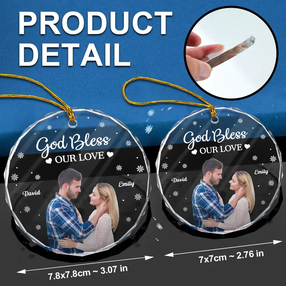 Custom Photo God Gave Me You - Personalized Circle Glass Ornament - Image 7