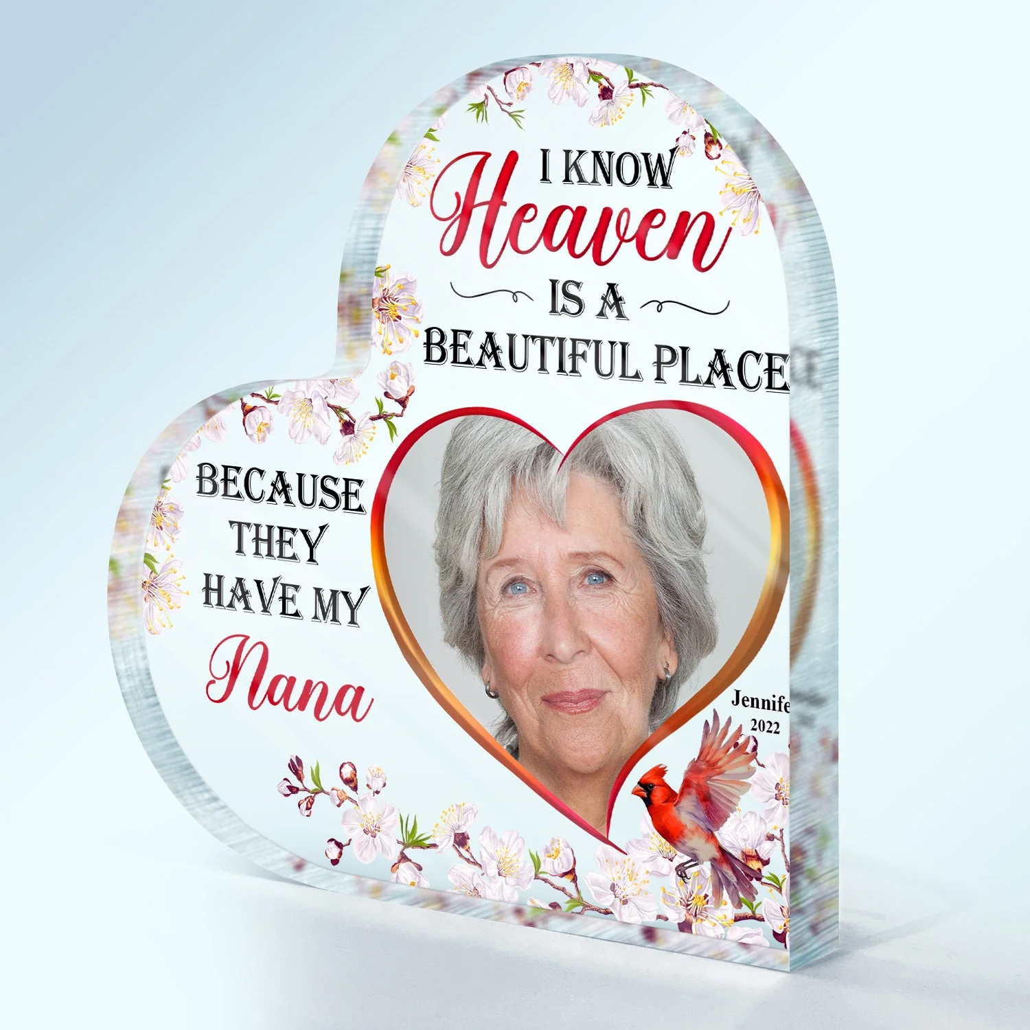 Custom Photo God Has You In His Arm I Have You In My Heart - Memorial Gift - Personalized Custom Heart Shaped Acrylic Plaque - Image 2