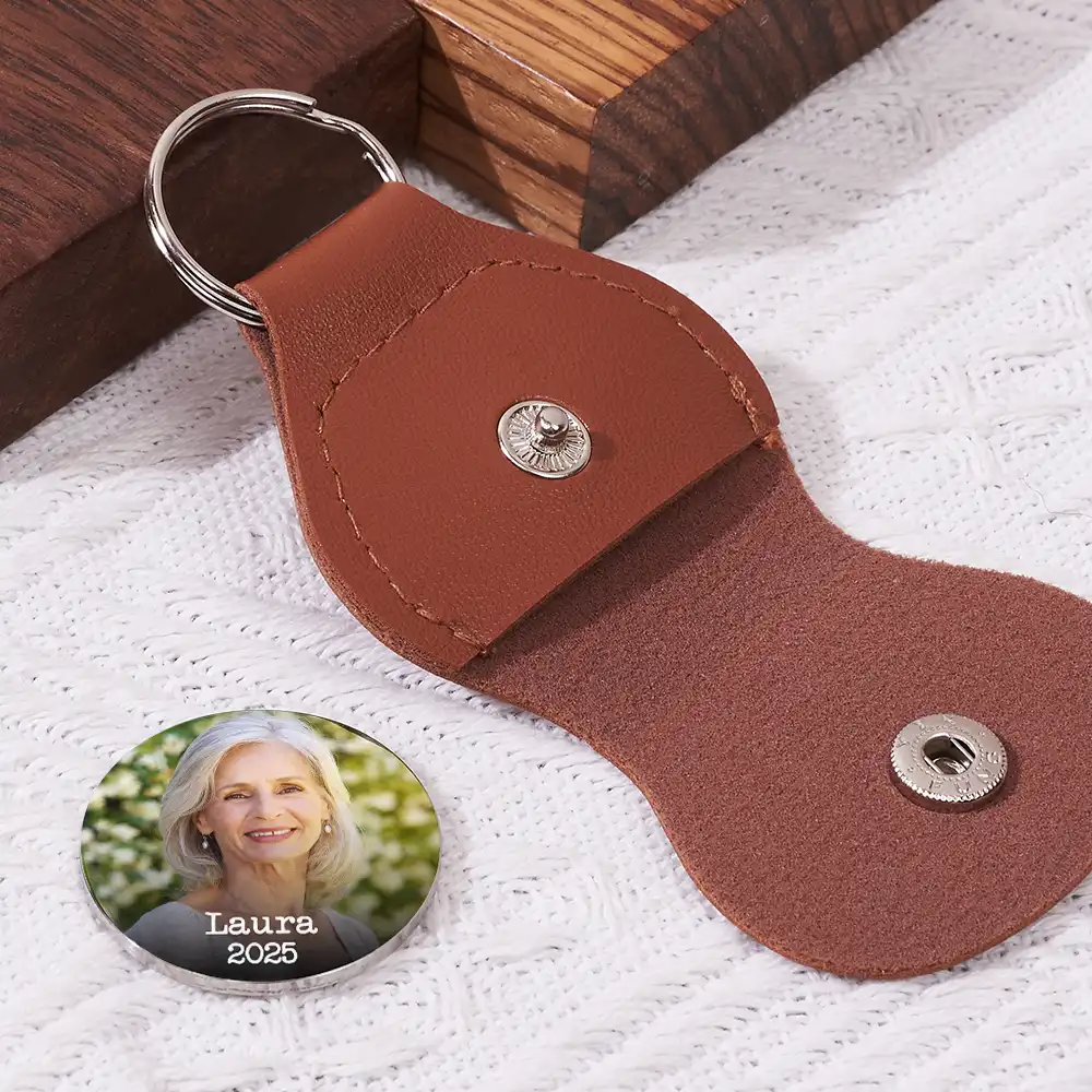 Custom Photo God Has You In His Arms Memorial - Personalized Leather Pocket Hug - Image 2