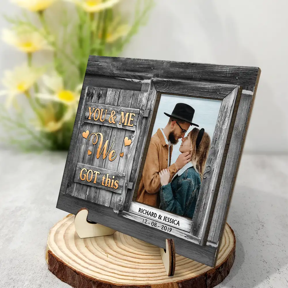 Custom Photo God Knew My Heart Needed You - Loving, Anniversary Gift For Couple, Spouse, Husband, Wife - Personalized 2-Layered Wooden Plaque With Stand - Image 2