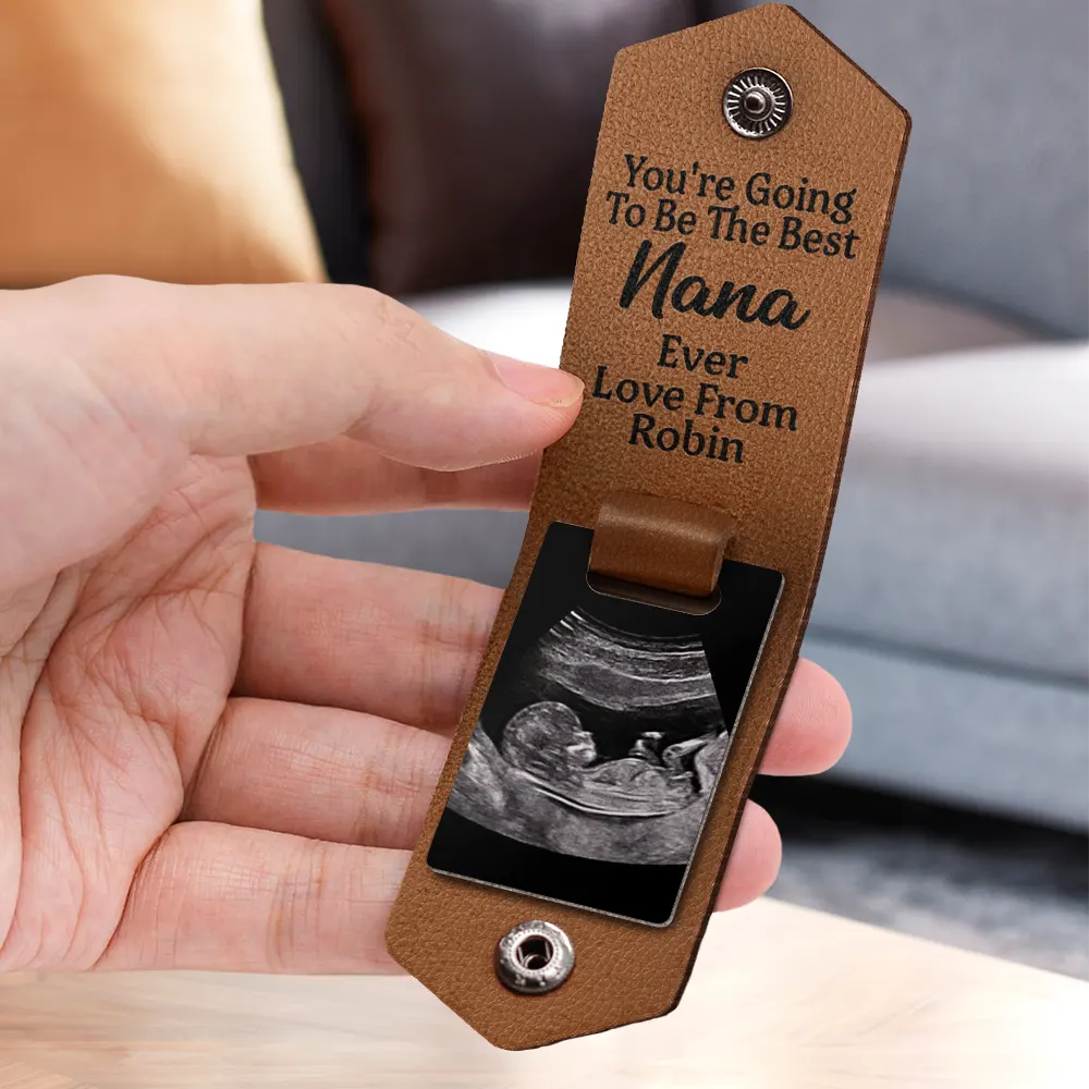 Custom Photo Going To Be The Best - Gift For Mom, Dad, New Parents - Personalized Leather Photo Keychain - Image 3