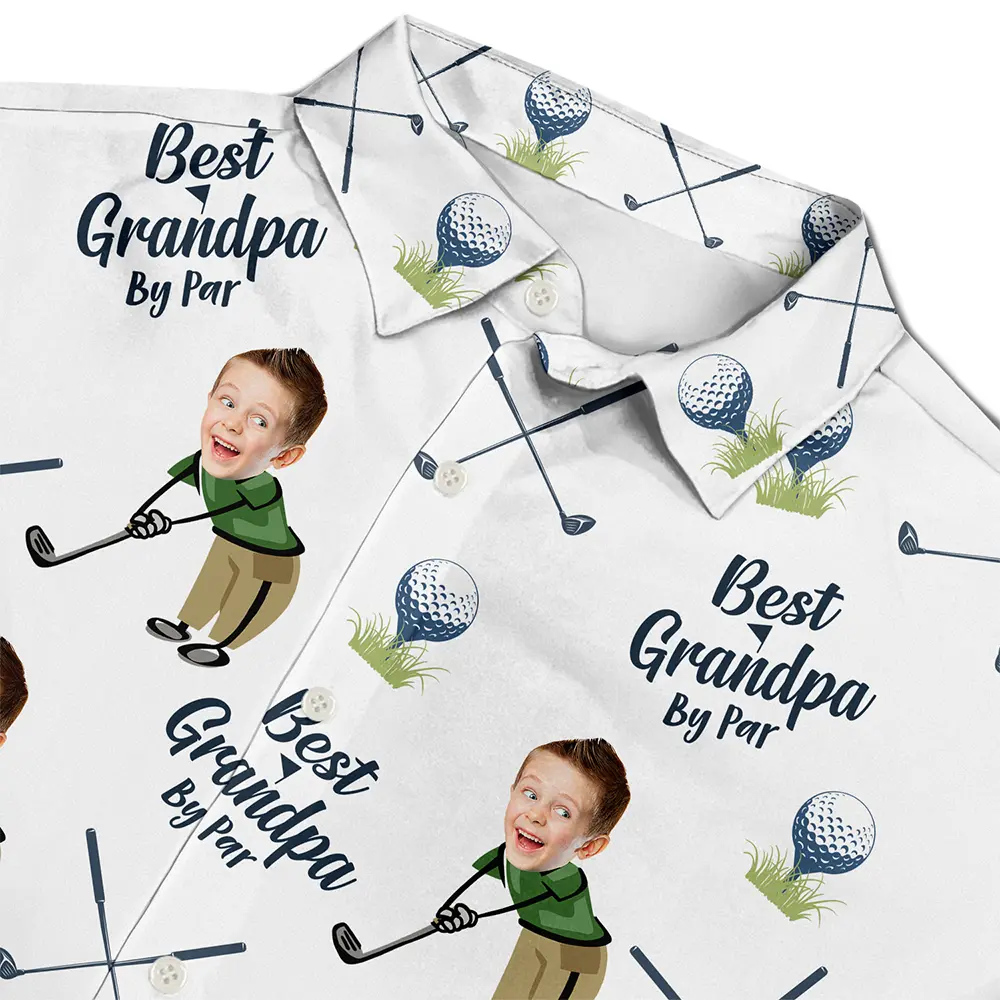 Custom Photo Golf Best Dad By Par - Personalized Hawaiian Shirt - Image 5