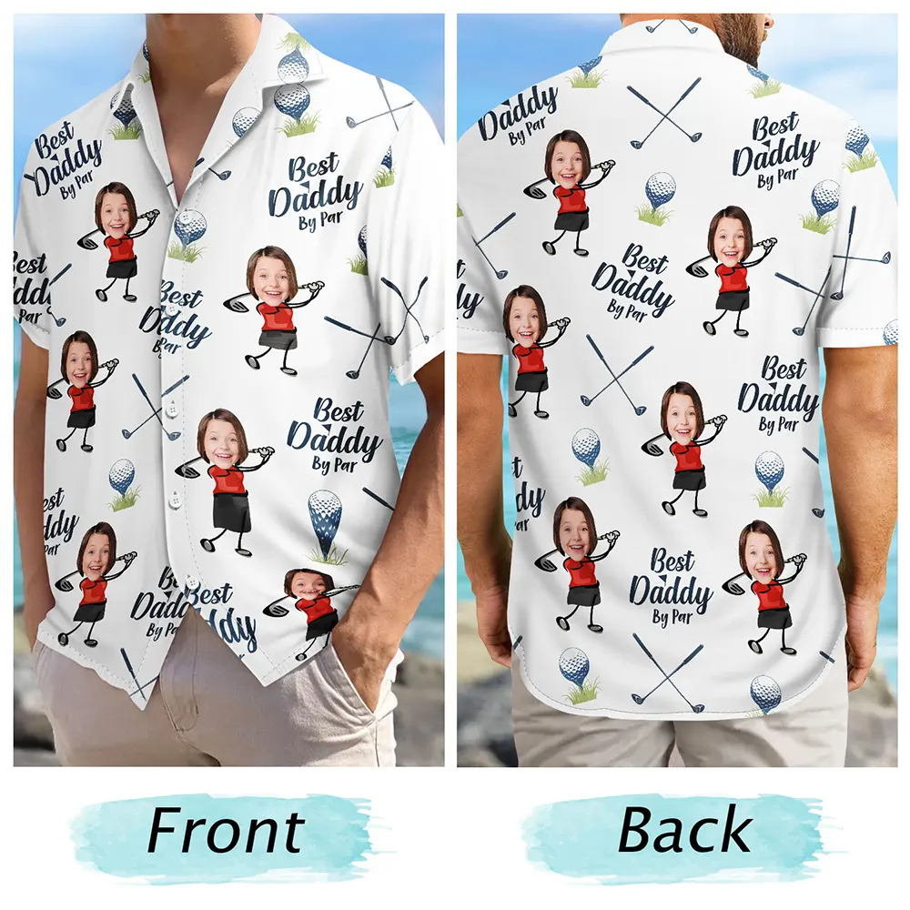 Custom Photo Golf Best Dad By Par - Personalized Hawaiian Shirt - Image 6