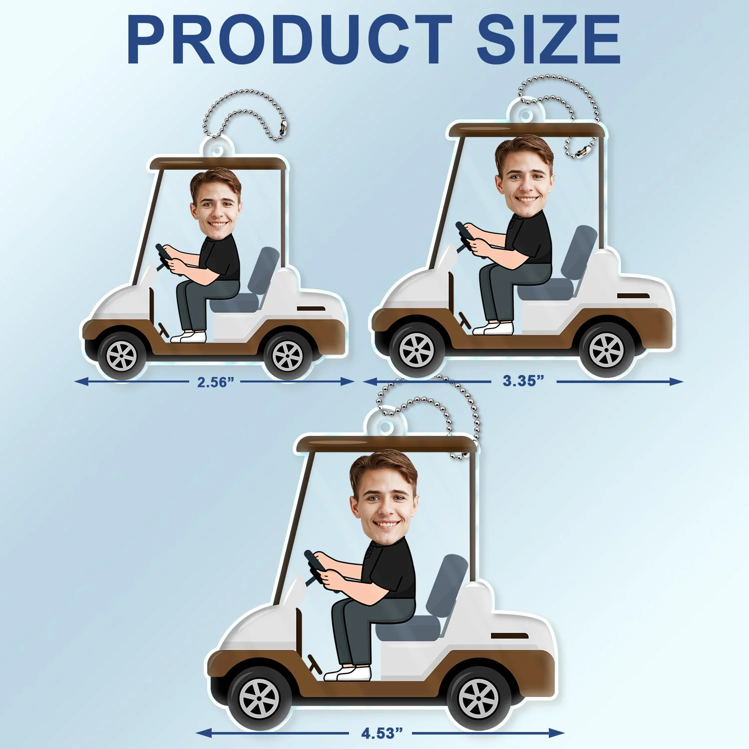 Custom Photo Golf Cart - Gift For Dad, Father, Grandpa, Golfer, Golf Lover - Personalized Acrylic Car Hanger - Image 5