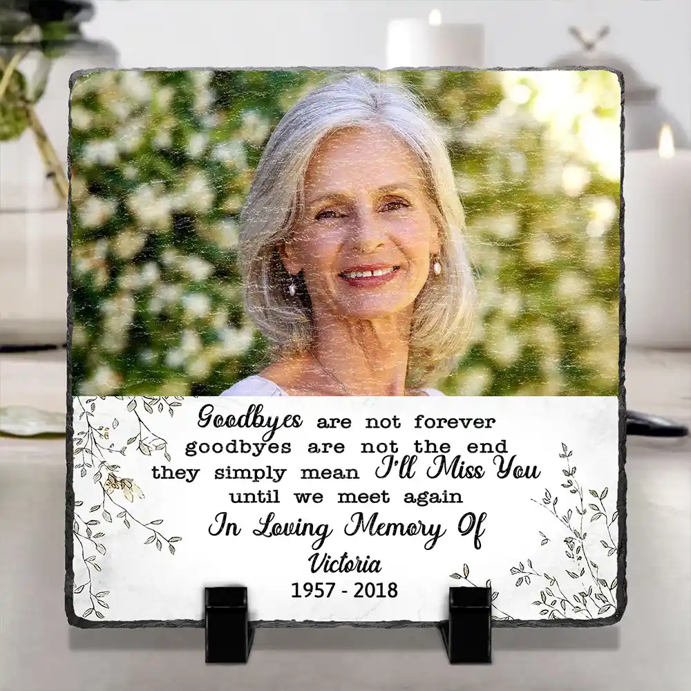 Custom Photo Goodbyes Are Not Forever Memorial - Personalized Rectangle Memorial Garden Stone - Image 4