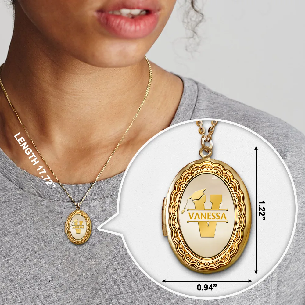 Custom Photo Graduation Alphabet Letter - Personalized Locket Necklace - Image 6