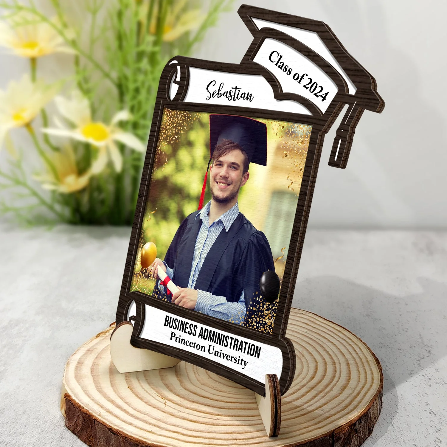 Custom Photo Graduation Appreciation - Graduation Gift For Friends, Family - Personalized 2-Layered Wooden Plaque With Stand - Image 2