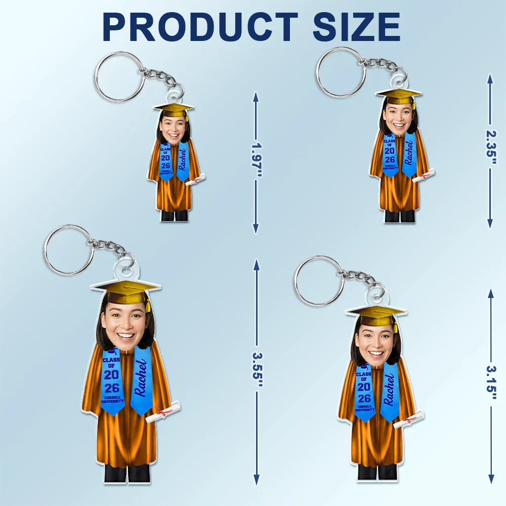 Custom Photo Graduation Cap Gown Stole - Personalized Acrylic Keychain - Image 6