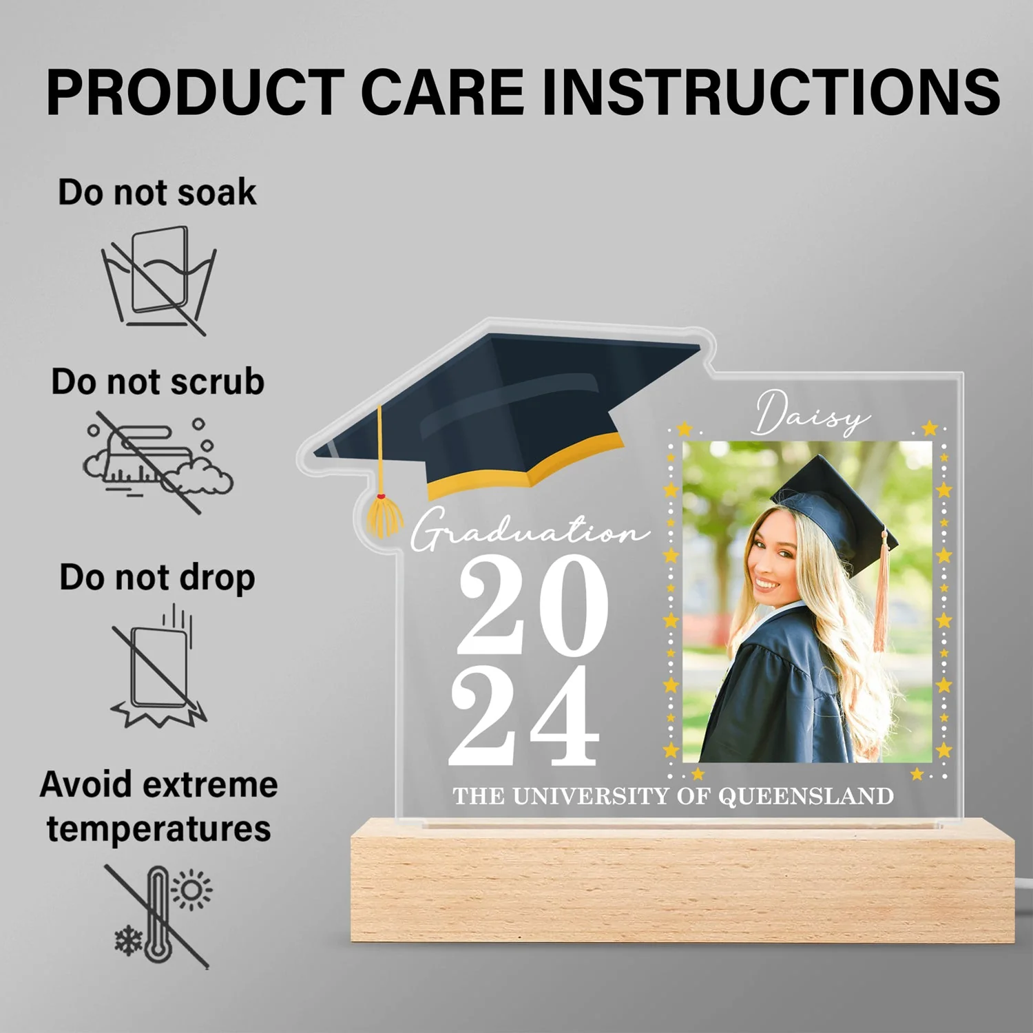 Custom Photo Graduation Celebration - Graduation Gift - Personalized 3D Led Light Wooden Base - Image 6