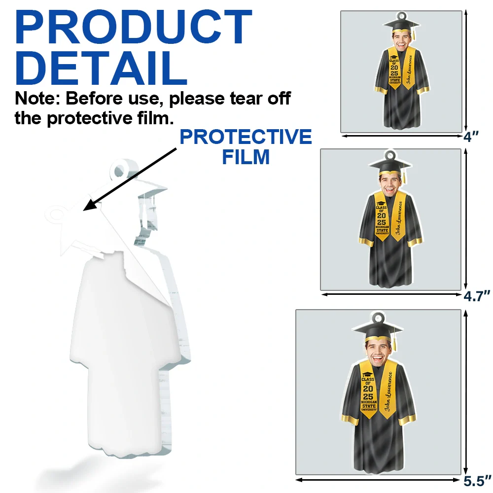 Custom Photo Graduation Face Cut - Personalized Custom Shaped Acrylic Ornament - Image 7