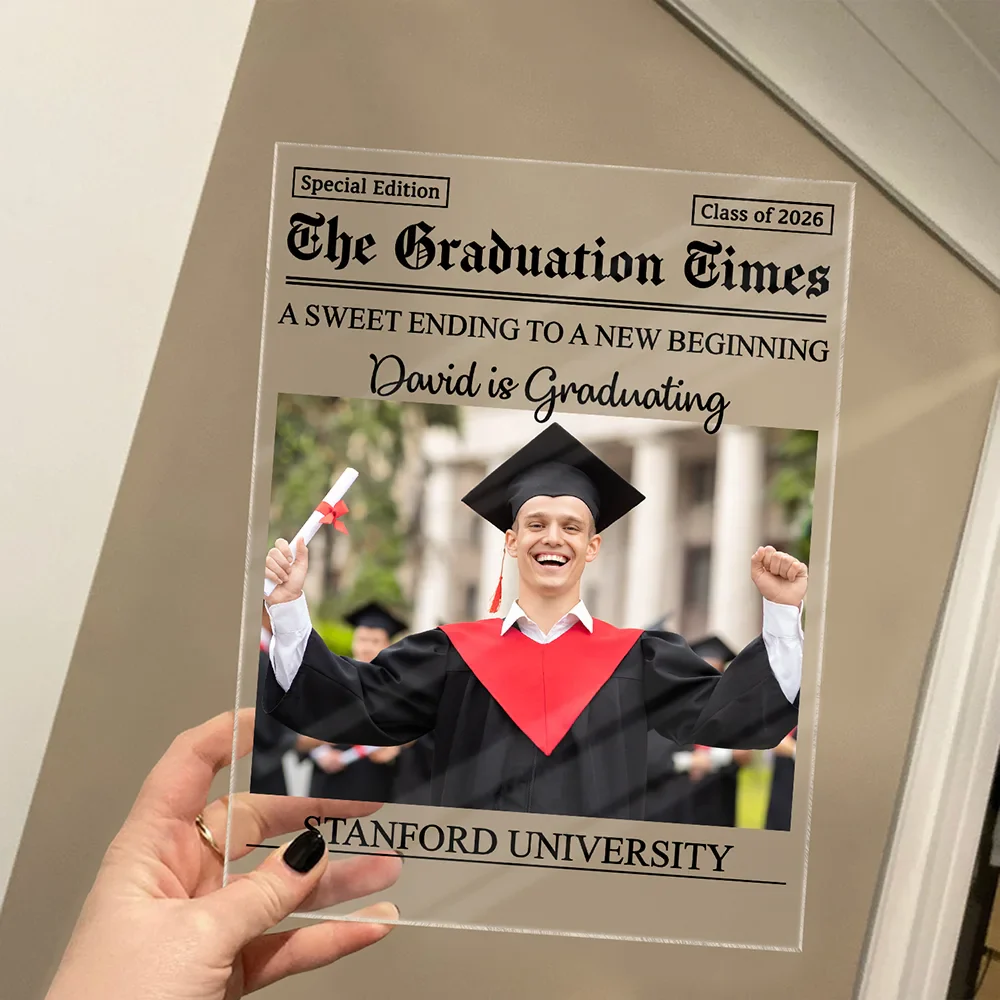 Custom Photo Graduation Newspapers - Personalized Vertical Rectangle Acrylic Plaque - Image 4