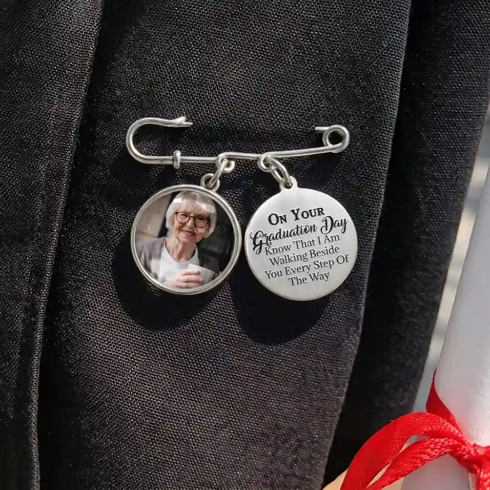 Custom Photo Graduation Walking Beside You Memorial - Personalised Graduation Lapel Pin - Image 2