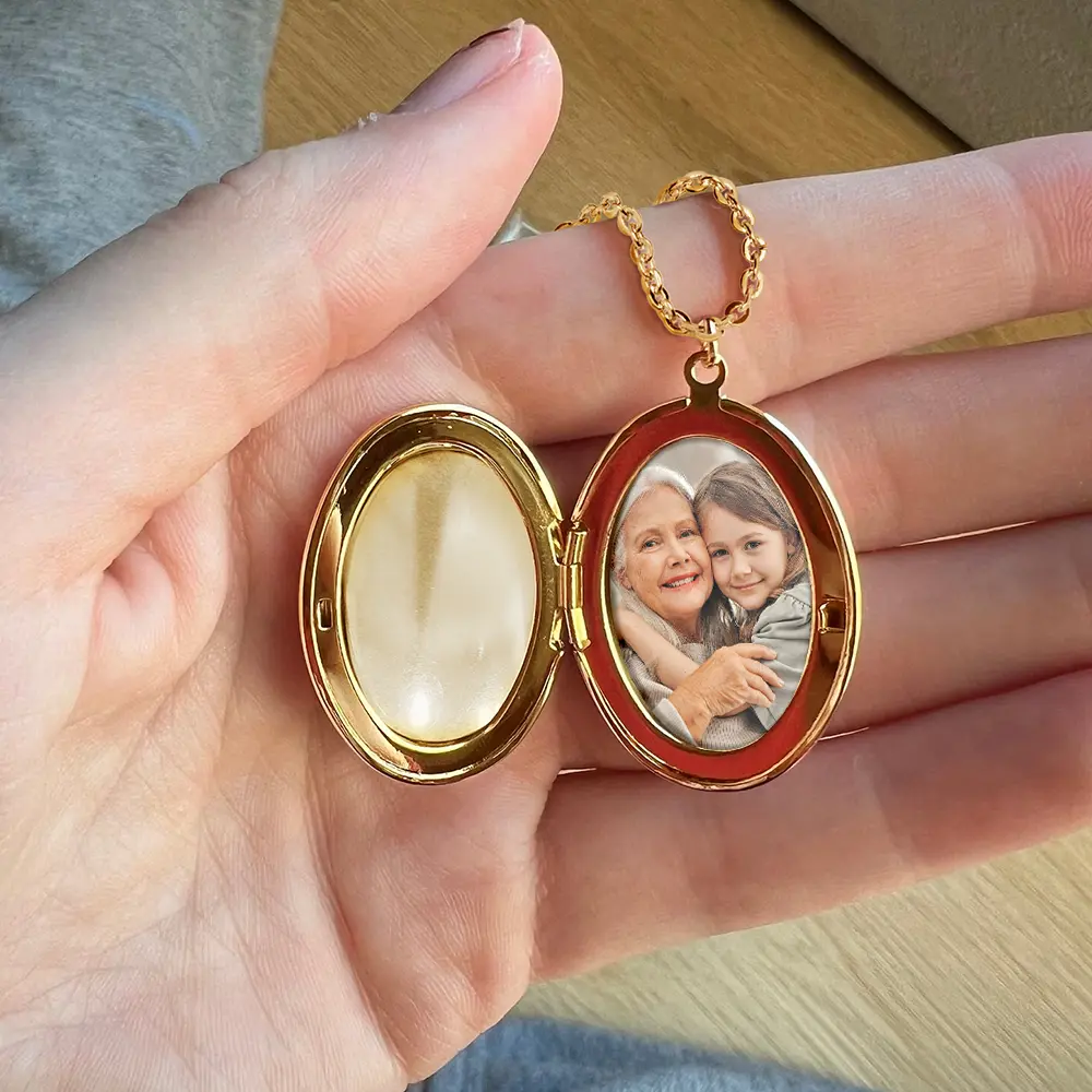 Custom Photo Grandkid Blessed To Be Called Grandma - Personalized Locket Necklace - Image 4