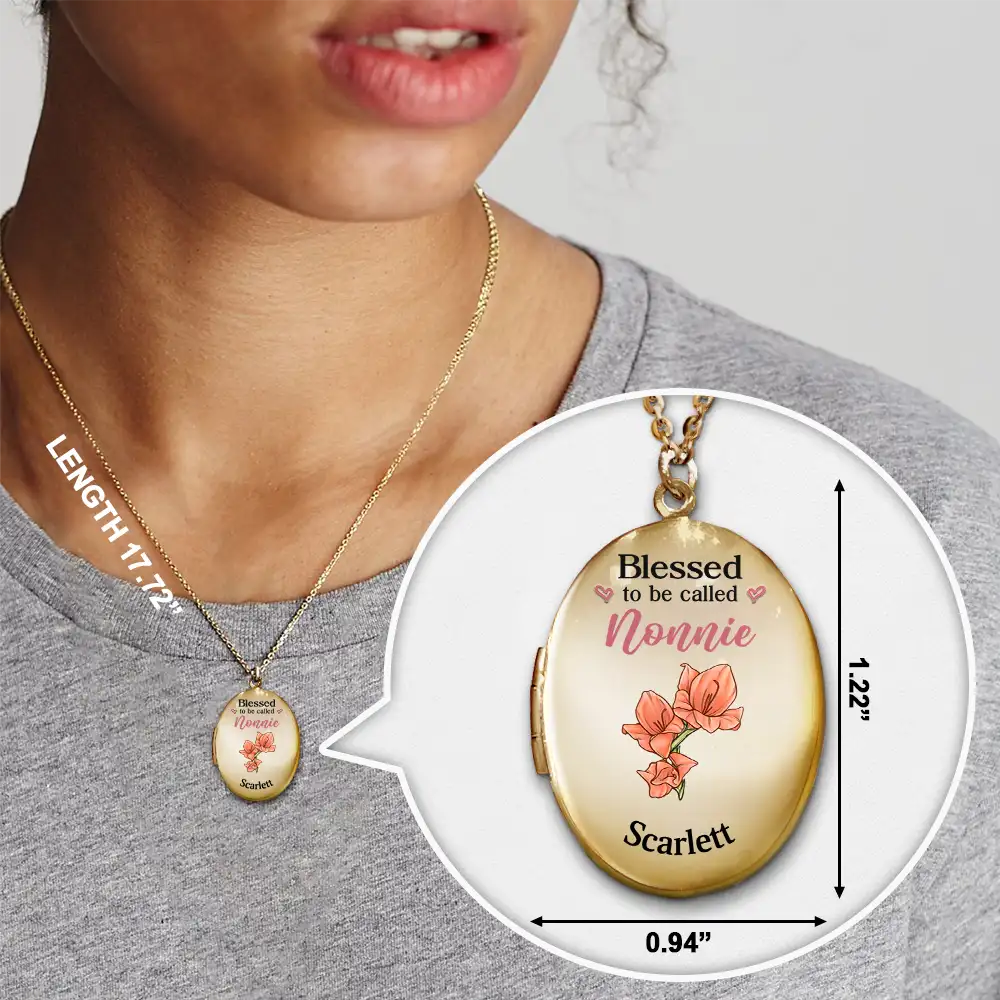 Custom Photo Grandkid Blessed To Be Called Grandma - Personalized Locket Necklace - Image 6