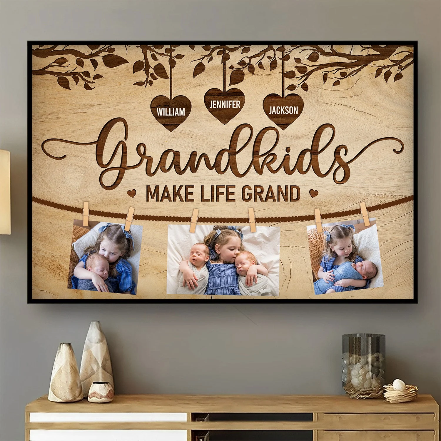 Custom Photo Grandkids Make Life Grand - Gift For Grandpa, Grandma, Grandparents - Personalized Poster - Image 2