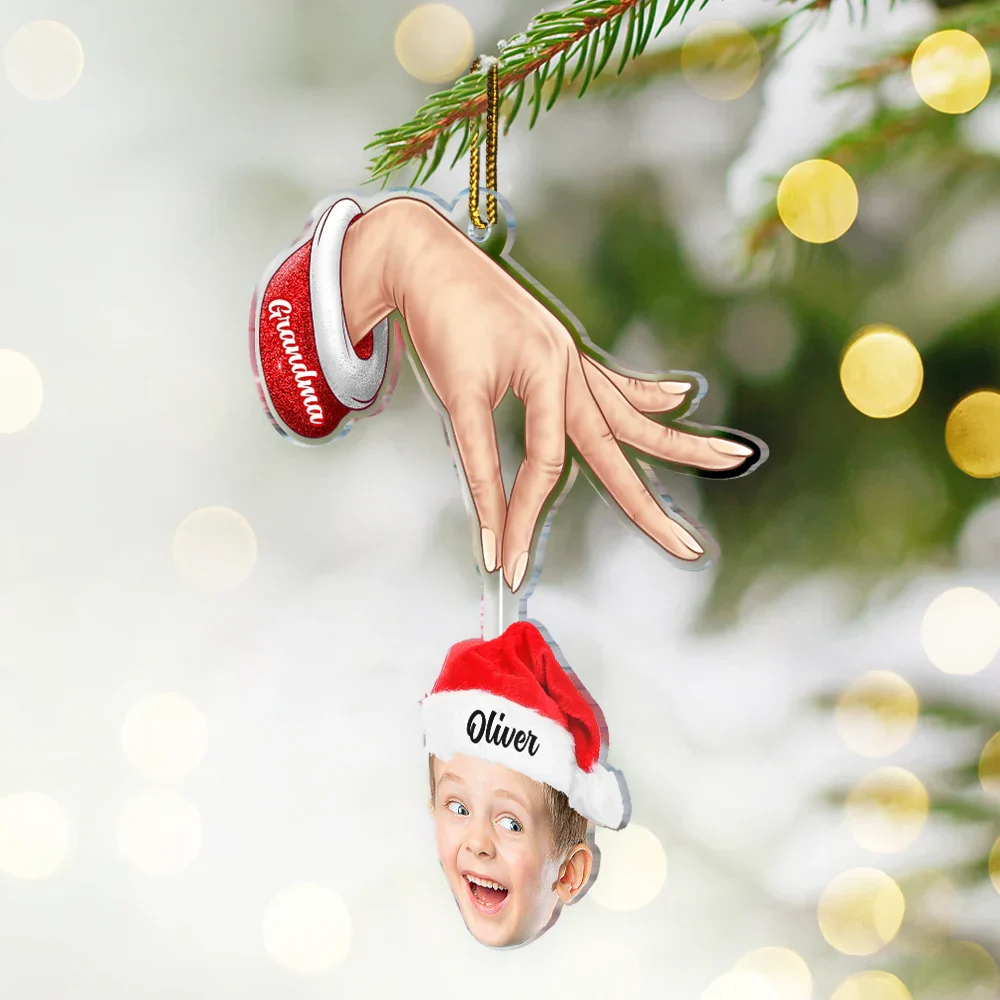 Custom Photo Grandma Grandkids Christmas Gift - Personalized Cutout Acrylic Ornament - Image 3
