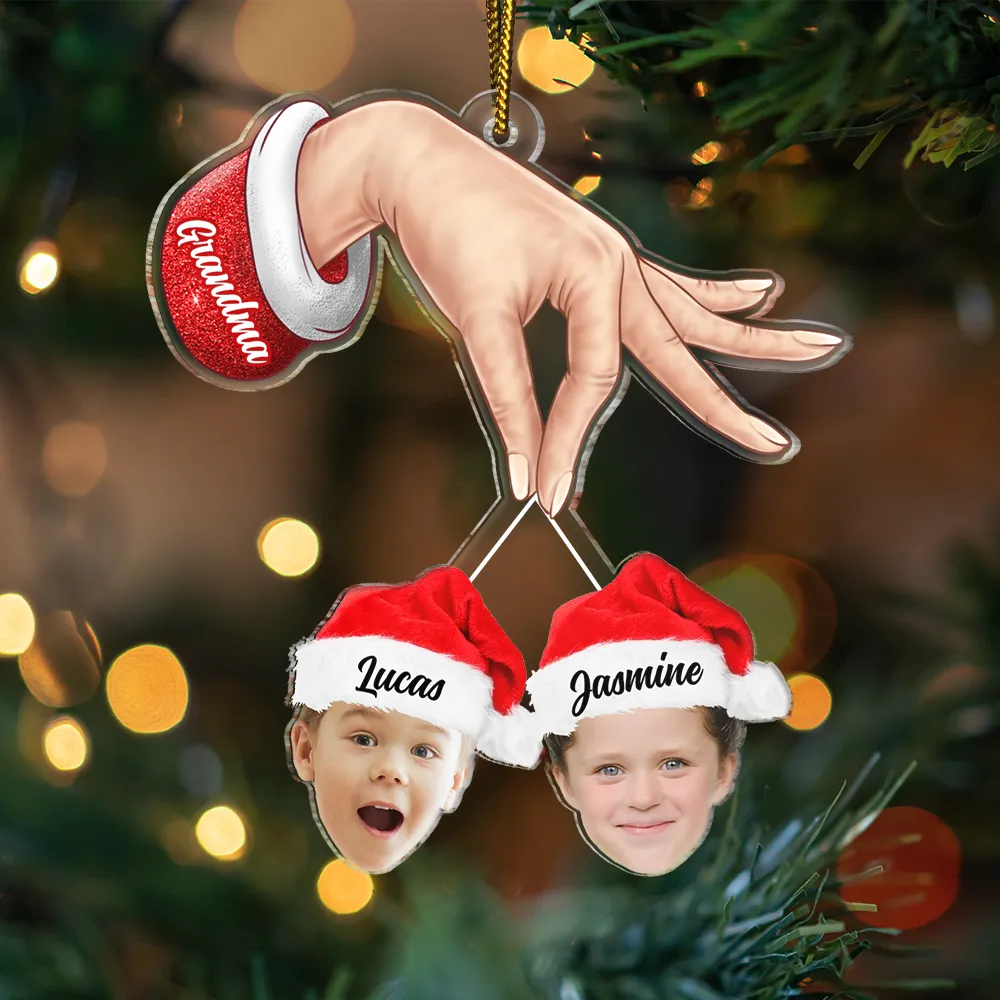 Custom Photo Grandma Grandkids Christmas Gift - Personalized Cutout Acrylic Ornament - Image 4