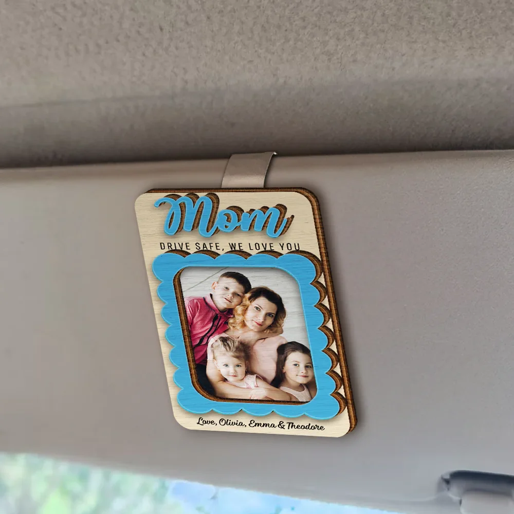 Custom Photo Grandma Mommy Drive Safe I Love You - Personalized Custom Shaped Car Visor Clip - Image 2