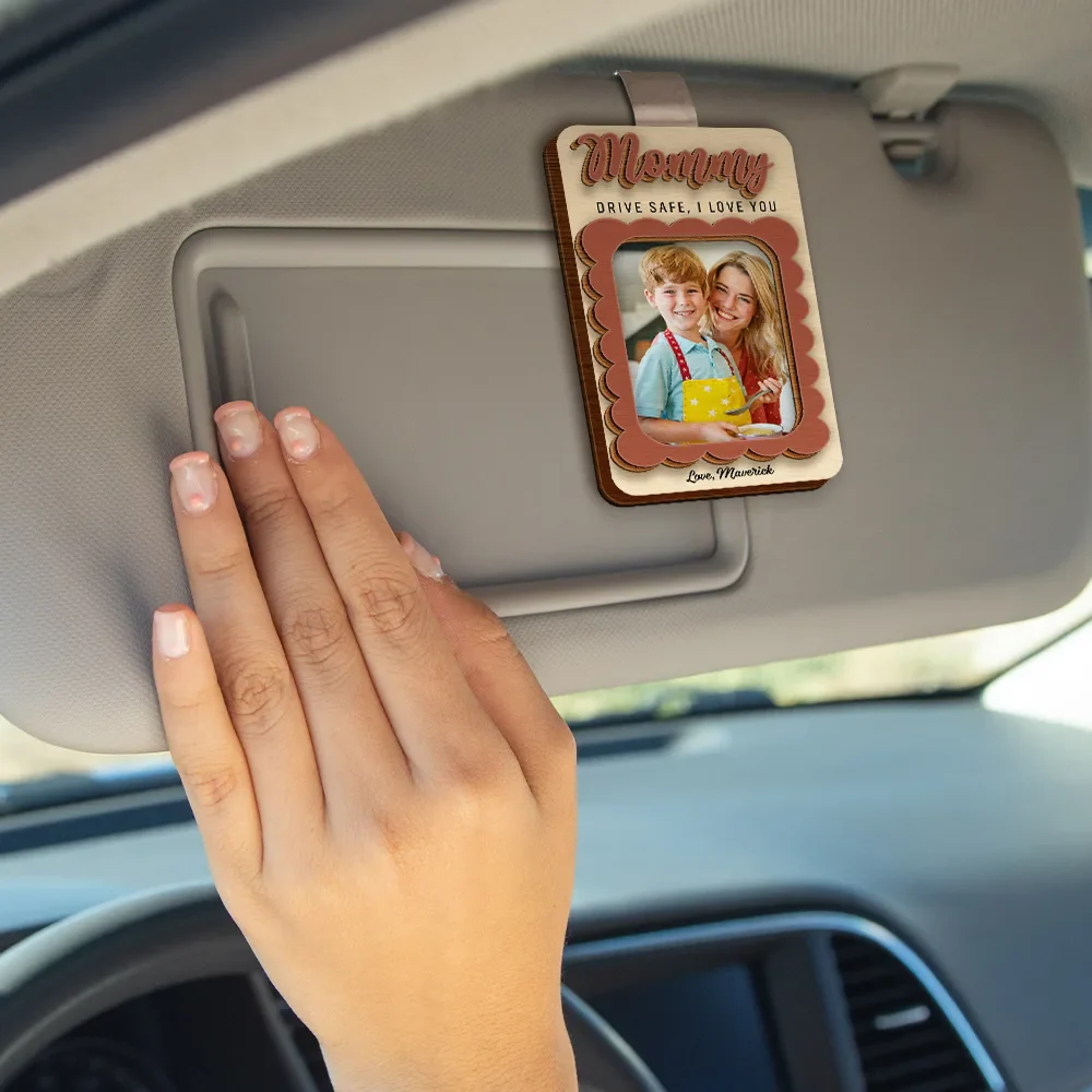 Custom Photo Grandma Mommy Drive Safe I Love You - Personalized Custom Shaped Car Visor Clip - Image 4