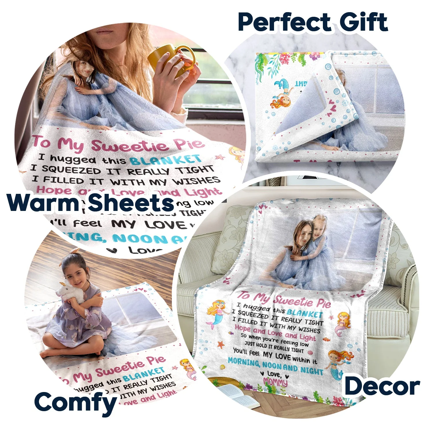 Custom Photo Grandma Mother Hugged This Soft Blanket - Gift For Granddaughter, Grandson, Kids - Personalized Fleece Blanket - Image 5