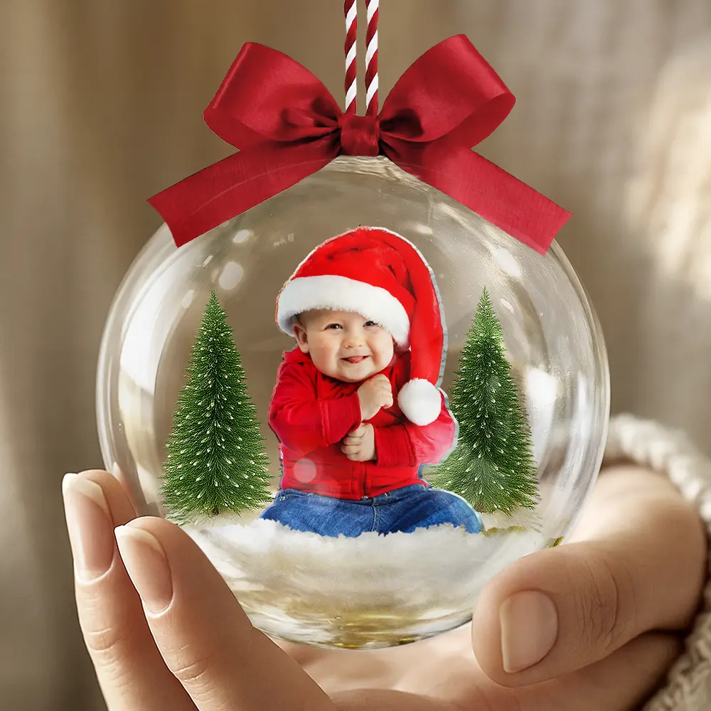 Custom Photo Grandparents Papa Nana We Love You - Personalized 3D Acrylic Ball Ornament - Image 5