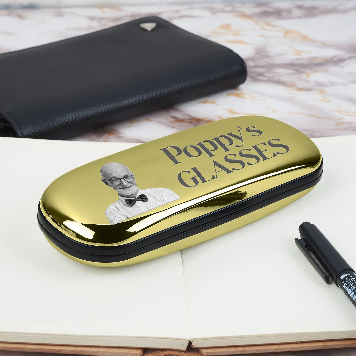 Custom Photo Grandpa's Glasses - Gift For Father, Grandfather - Personalized Chrome Glasses Case Box - Image 4