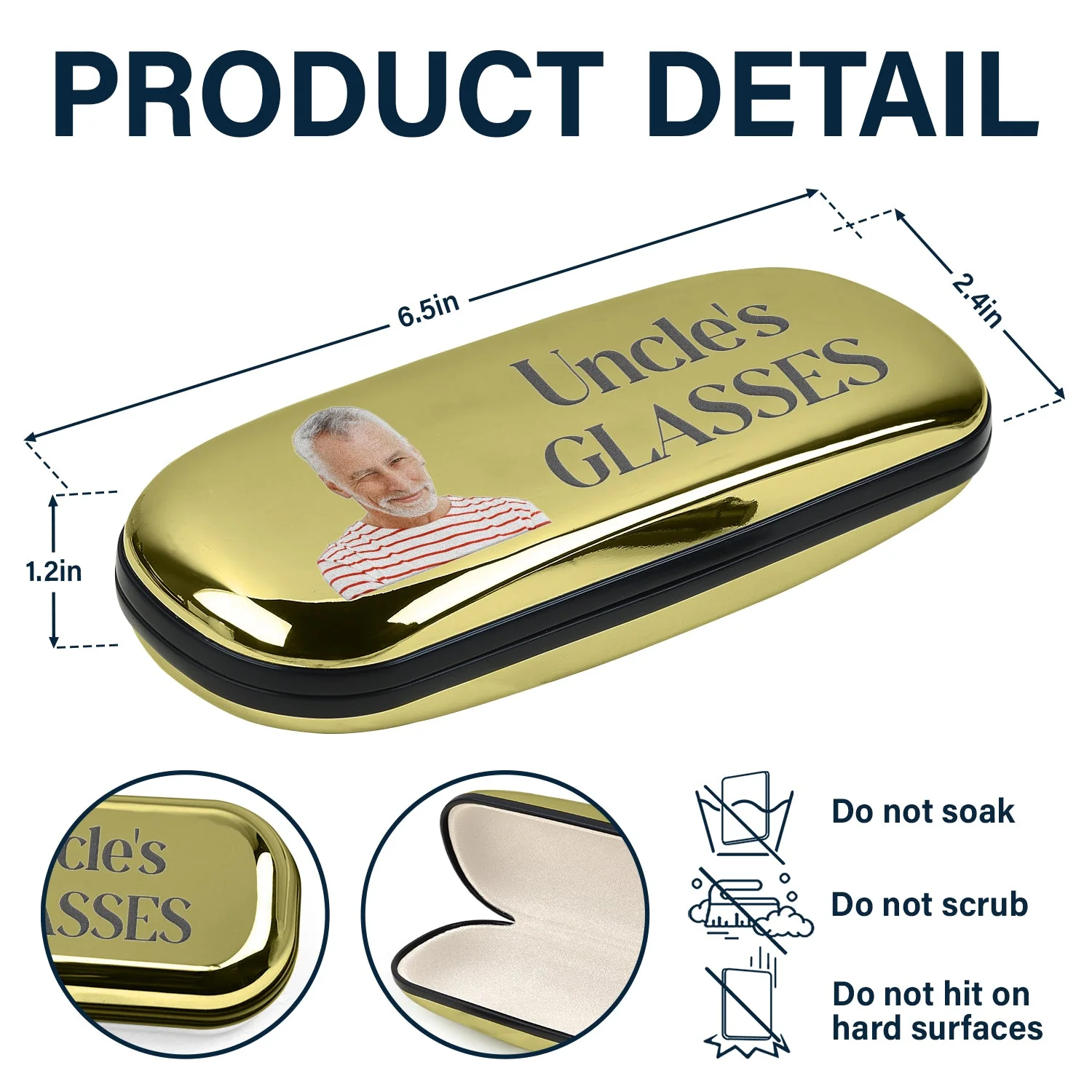Custom Photo Grandpa's Glasses - Gift For Father, Grandfather - Personalized Chrome Glasses Case Box - Image 6