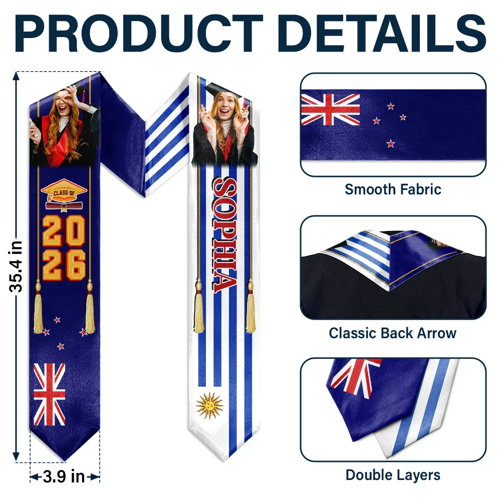 Custom Photo Half and Half Flag Graduation - Personalized Stoles - Image 6