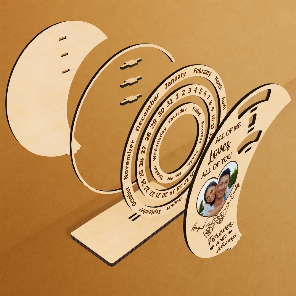 Custom Photo Hand In Hand Forever And Always - Personalized Spinning Perpetual Desk Calendar - Image 2