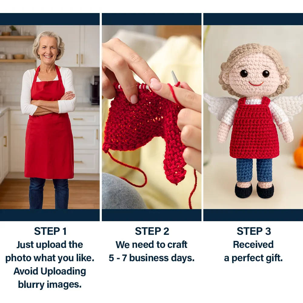 Custom Photo Handmade Doll Gift - Personalized Crochet Portrait Doll - Image 5