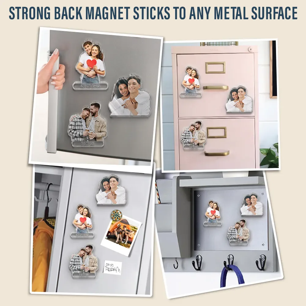 Custom Photo Happy Couple - Personalized Acrylic Fridge Magnet - Image 7