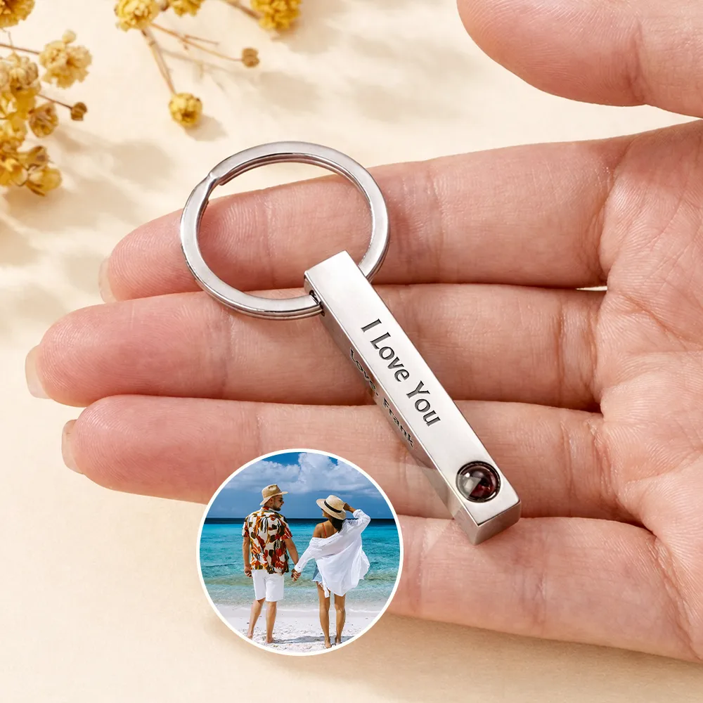 Custom Photo Happy Couples I Love You - Personalized Photo Projection Keychain - Image 3