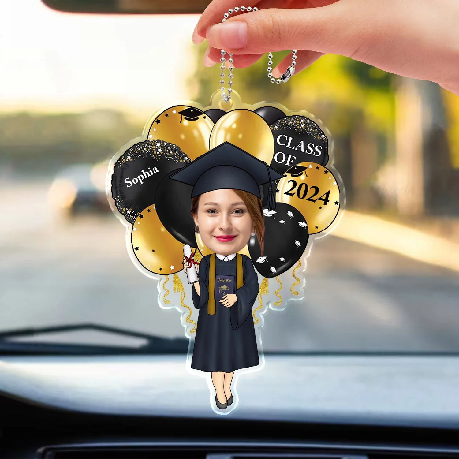 Custom Photo Happy Graduation - Gift For Friends, Children - Personalized Acrylic Car Hanger - Image 4