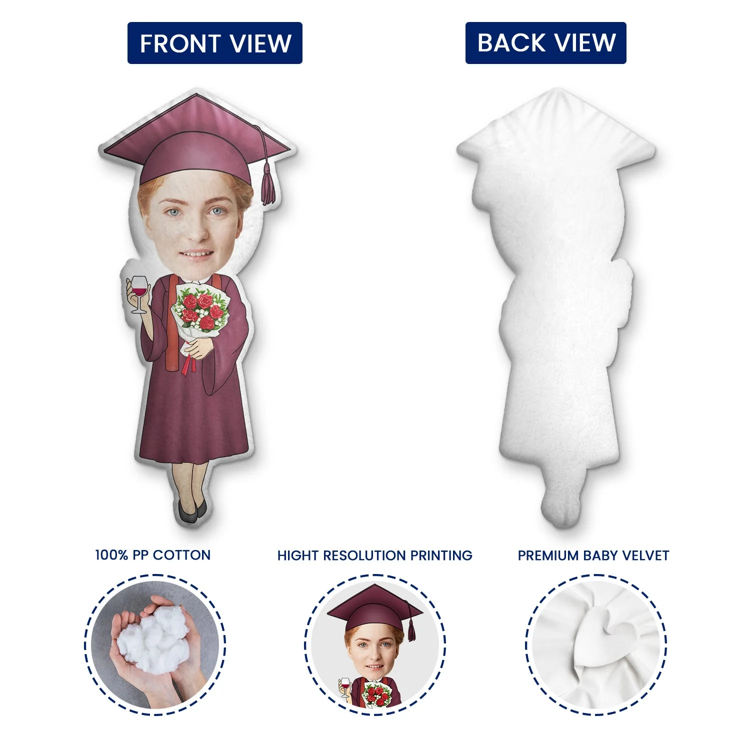 Custom Photo Happy Graduation - Gift For Friends, Children - Personalized Custom Shaped Pillow - Image 4