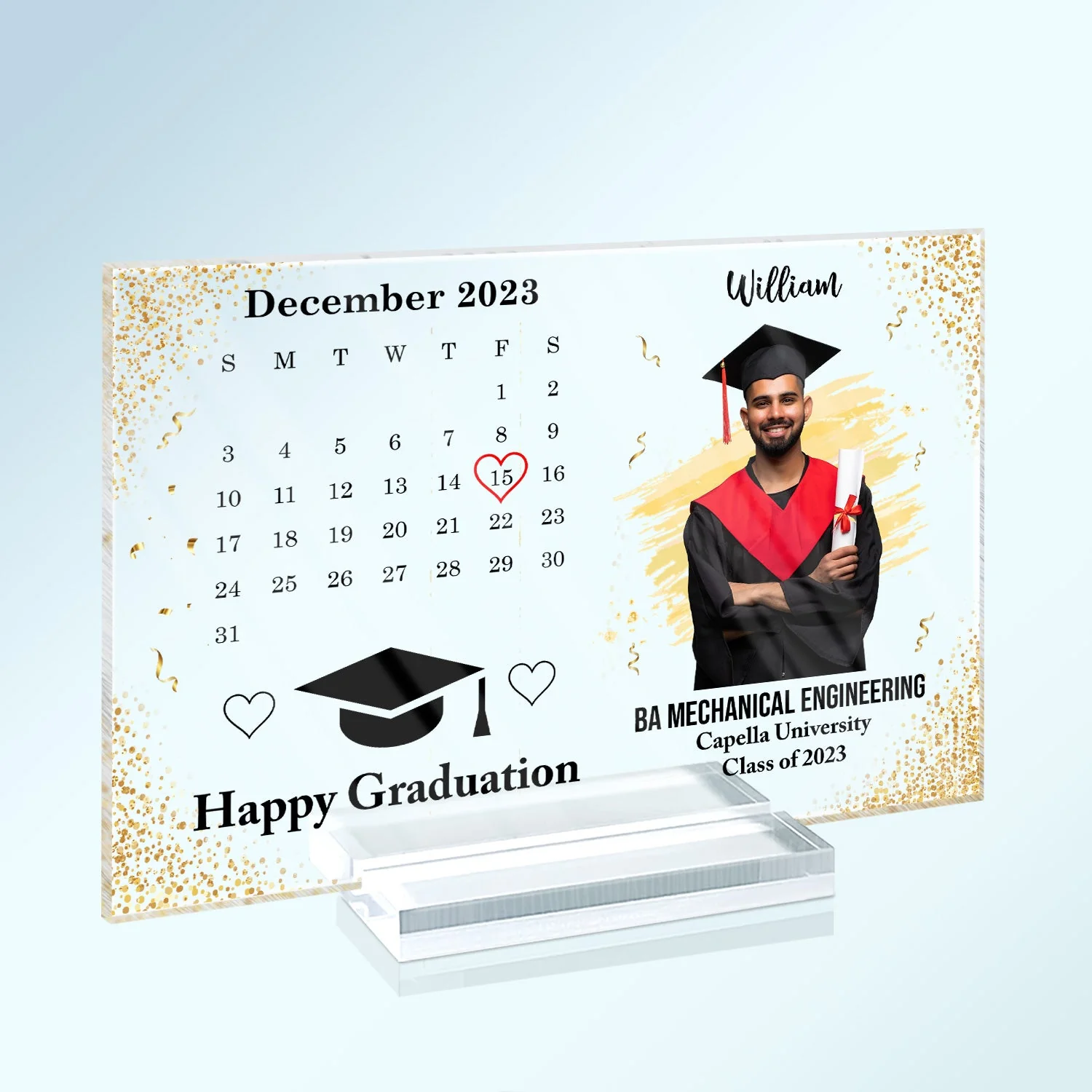 Custom Photo Happy Graduation - Graduation Gift For Friends, Family - Personalized Horizontal Rectangle Acrylic Plaque - Image 3