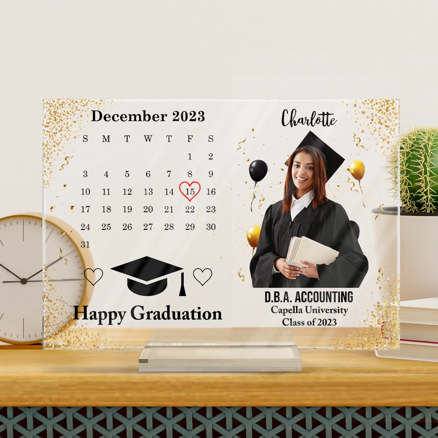 Custom Photo Happy Graduation - Graduation Gift For Friends, Family - Personalized Horizontal Rectangle Acrylic Plaque - Image 4